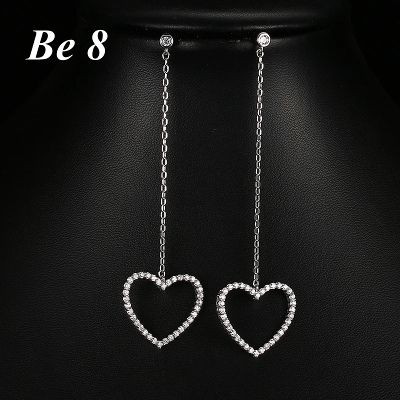 

Be8 Brand Long Chain With Heart Shape AAA+ Cubic Zirconia Earrings White Gold Color Fashion Jewelry For Women Party Gifts E-221