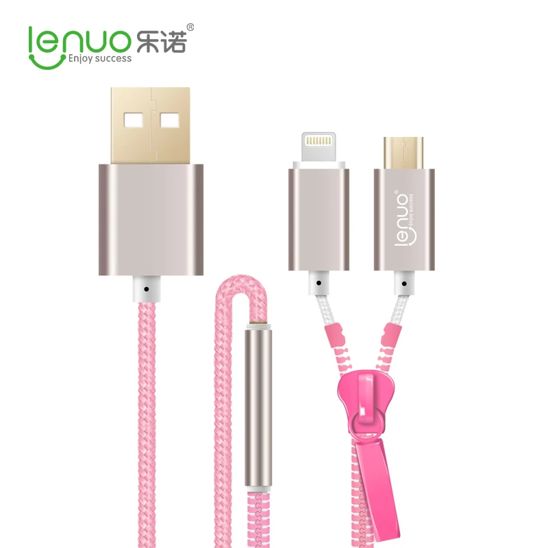 Lenuo 2.1A 2 в 1 Micro USB и Для Молнии Творческий Быстро зарядный Кабель для iPhone 6 Plus xiaomi redmi