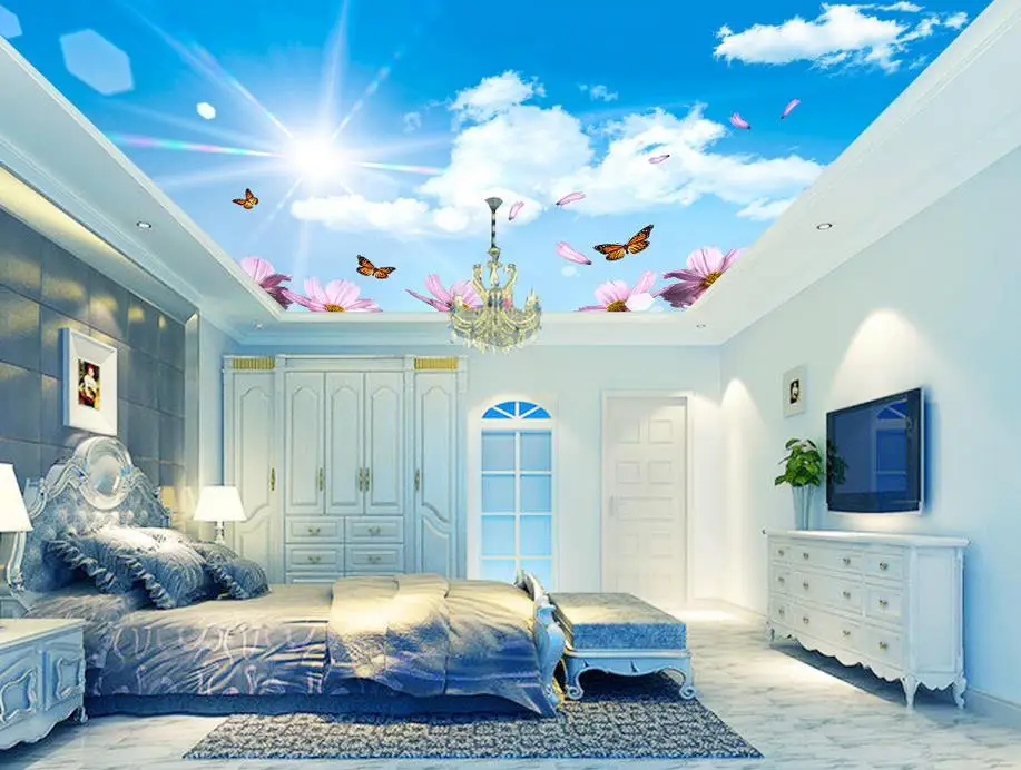 3d обои природа цветок небо потолок современные для гостиной фрески потолочное