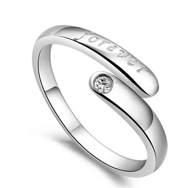 Новая романтическая пара навечно кольцо Серебряный цвет Открытие Кольца CZ