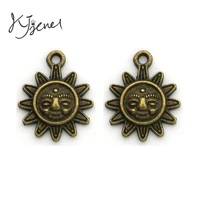 kjjewel antique bronze plated sunflower sun charm pendant fit making bracelets jewelry findings accessories craft diy 20x17mm
