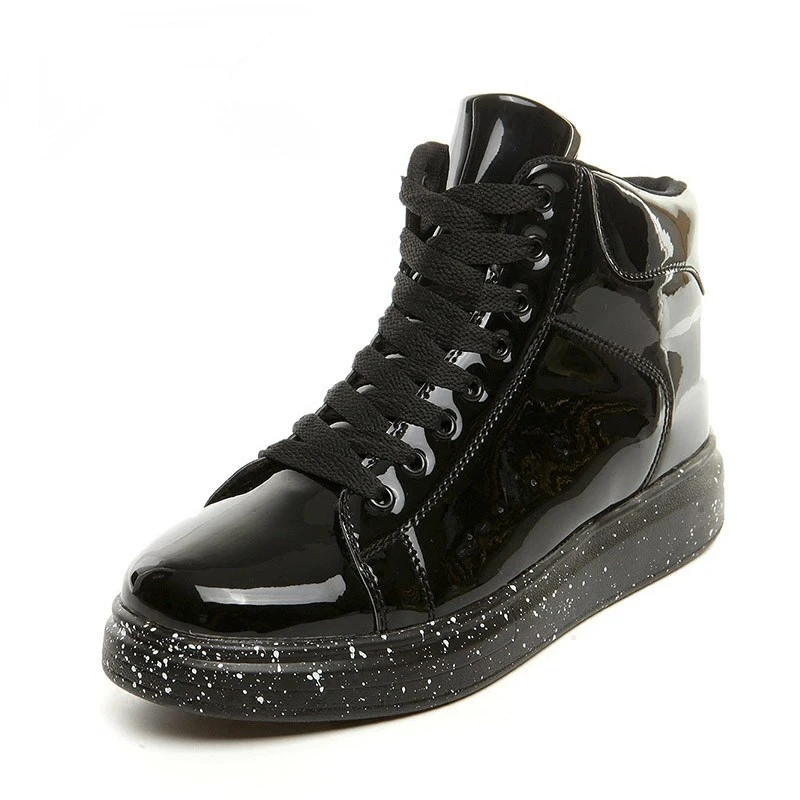 Silver Glossy Hip Hop Punk Shoes Men Dancing Unisex Fashion High Top Flat 2019 Casual Pu Leather Couple Zapatillas Hombre | Обувь