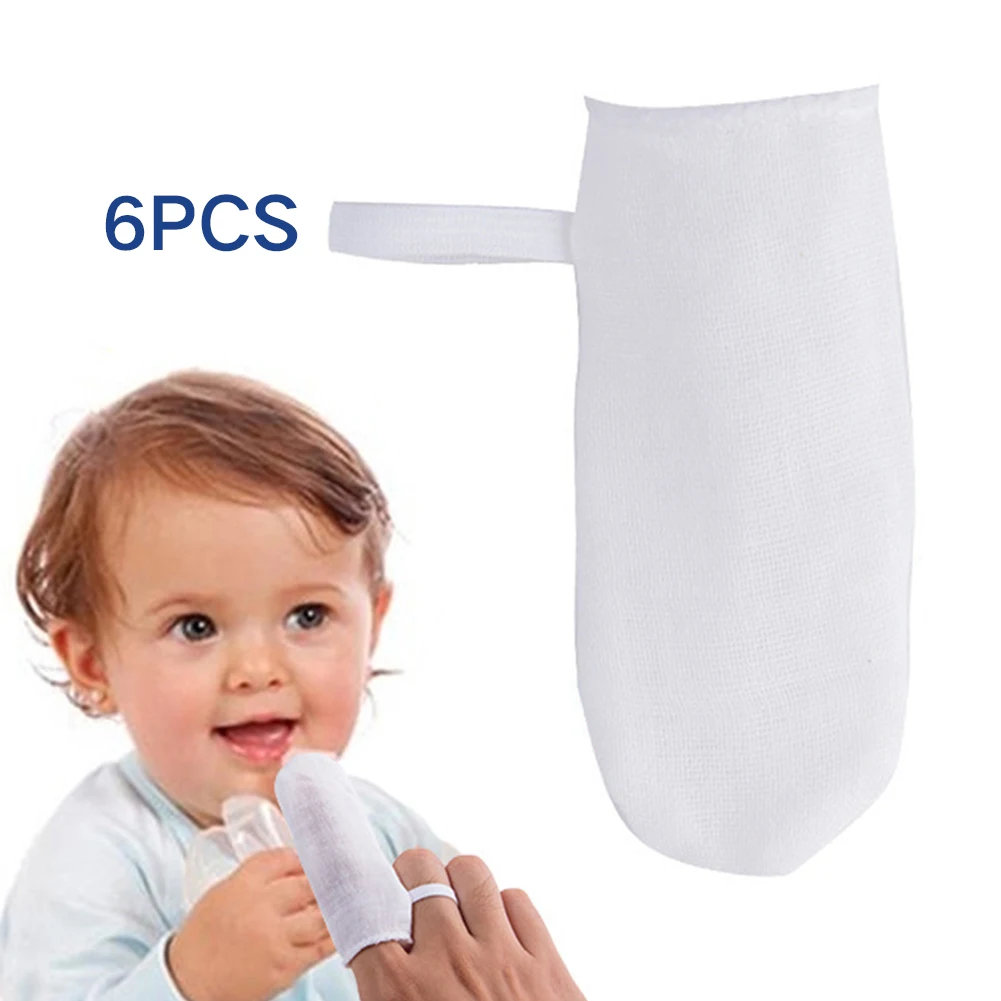 6pcs Soft Finger Toothbrush Dental Baby Care Hygiene Gauze White Infant Oral Cleaning