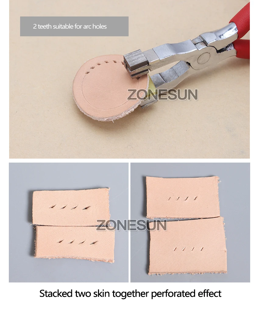 ZONESUN дыропробивные плоскогубцы инструмент для шитья перфоратор для кожаного ремесла ручной работы инструмент для шитья Кошелек Браслет Сумочка