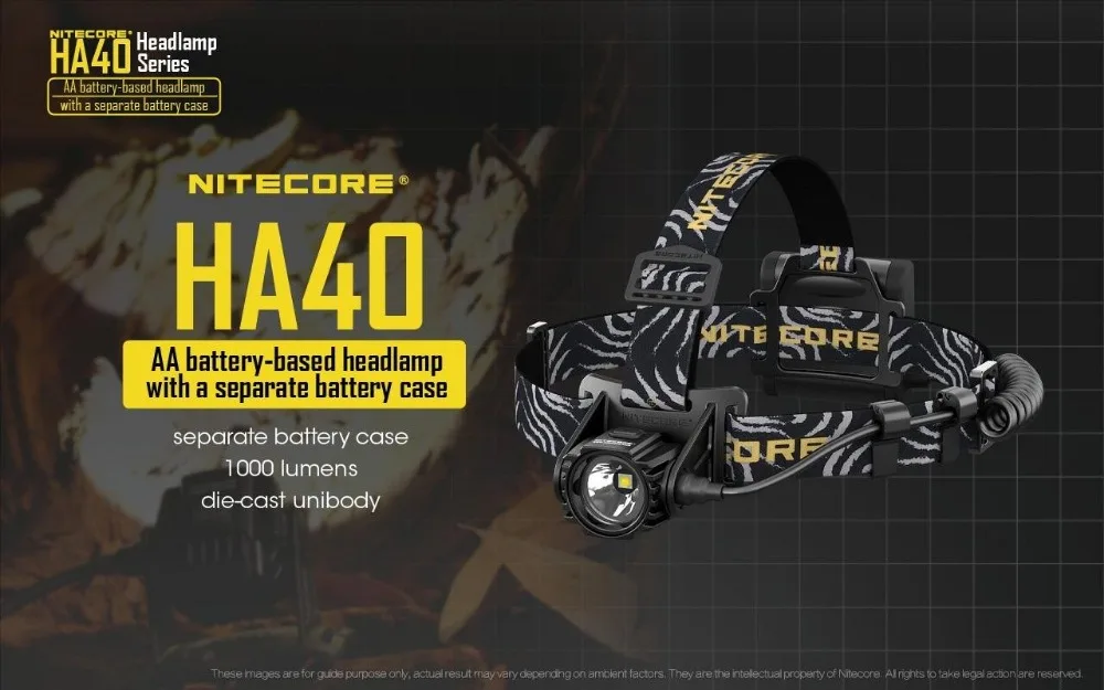 NITECORE HA40 фар CREE XM-L2 U2 светодио дный Макс 1000 люмен луч расстоянии 182 м батарейки АА