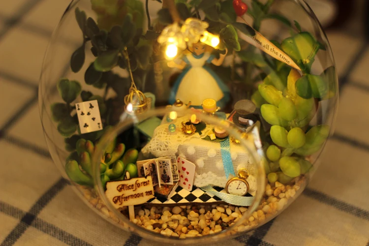 Diy Кукольный дом мини стеклянный шар кукольные домики модель Miniaturas Casa De Bonec ручной работы деревянный миниатюрный кукольный домик игрушка подарок на день рождения