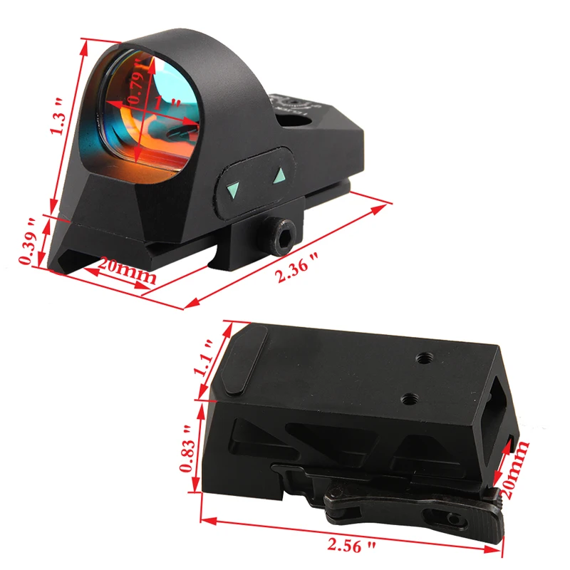 

Mini Reflex Sight 3 MOA Dot Reticle Red Dot Sight Scope Picatinny QD Mount for Carbines HT5-0037