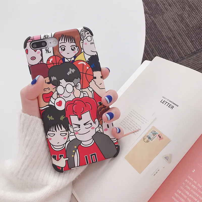 Funny Japanese Anime Phone Case For iPhone XS MAX XR X 8 7 6s 6 Plus Soft TPU Cover SLAM DUNK Kawaii Spoof Cases Coque fundas | Мобильные