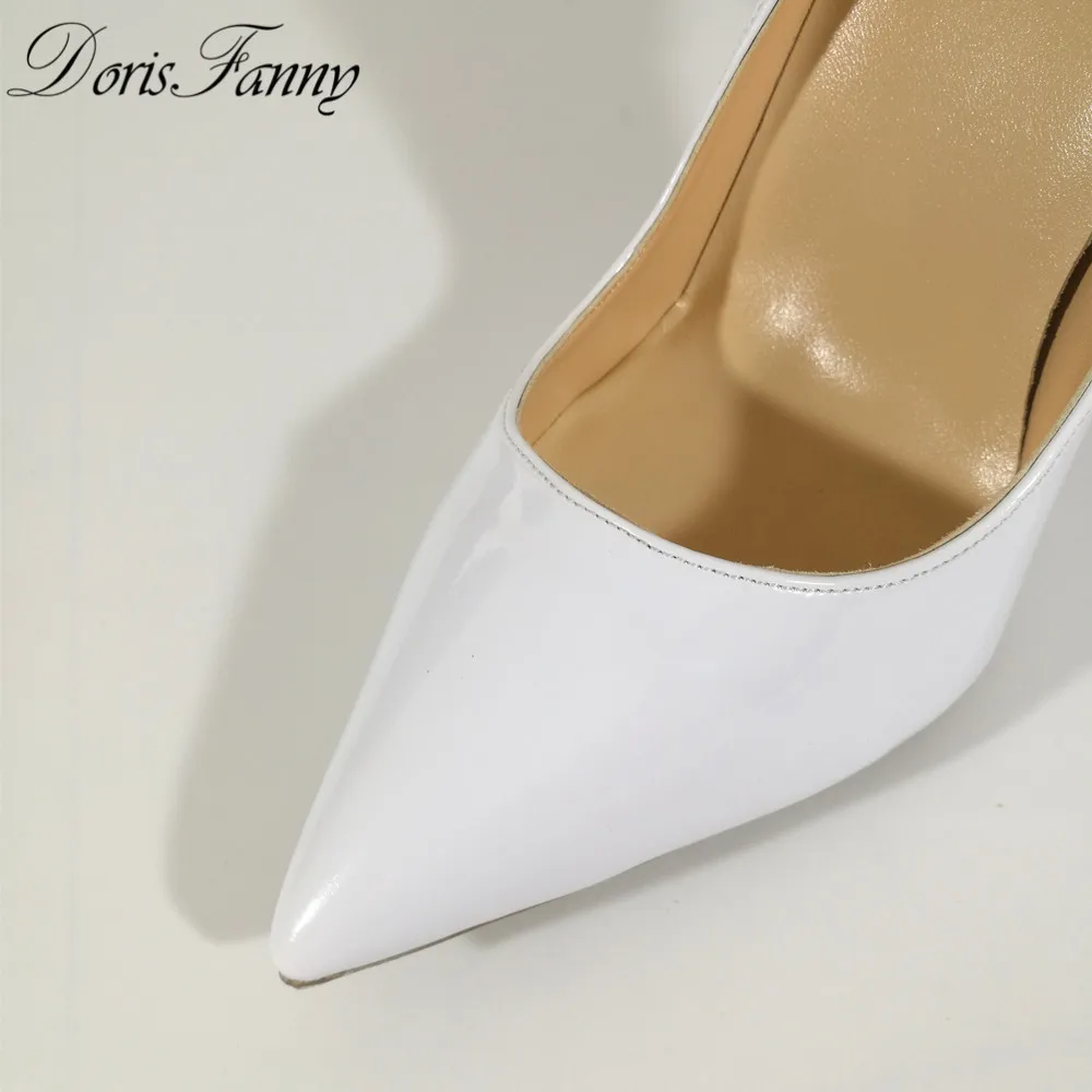 White 8cm DorisFanny/дизайнерская обувь для женщин с острым носком; белые свадебные туфли; пикантные туфли на высоком каблуке для ночного клуба; Ультратонкие каблуки - Цвет: White 8cm