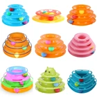Забавные игрушки для животных кошка Сумасшедший диск с шариком Интерактивная развлекательная тарелка Play диск трехслойную проигрыватели игрушка для кошки Новый год