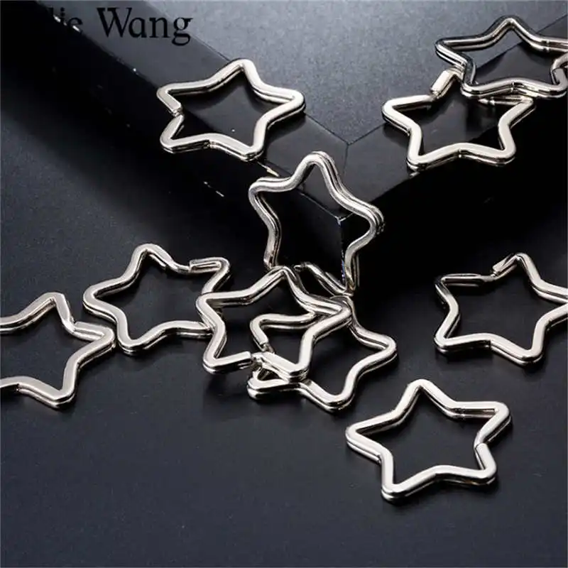 Julie Wang 10PCS Multi-Shape Key Ring Iron Heart Star Flower Split Keychains Chains Handmade Jewelry Making Accessory | Украшения и