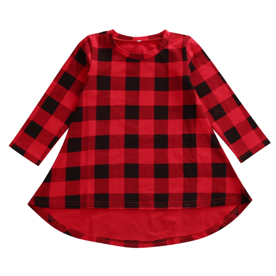 Baby Girls Xmas Red Plaid Dress For Winter Autumn Casual dress 2-6Yrs | Детская одежда и обувь