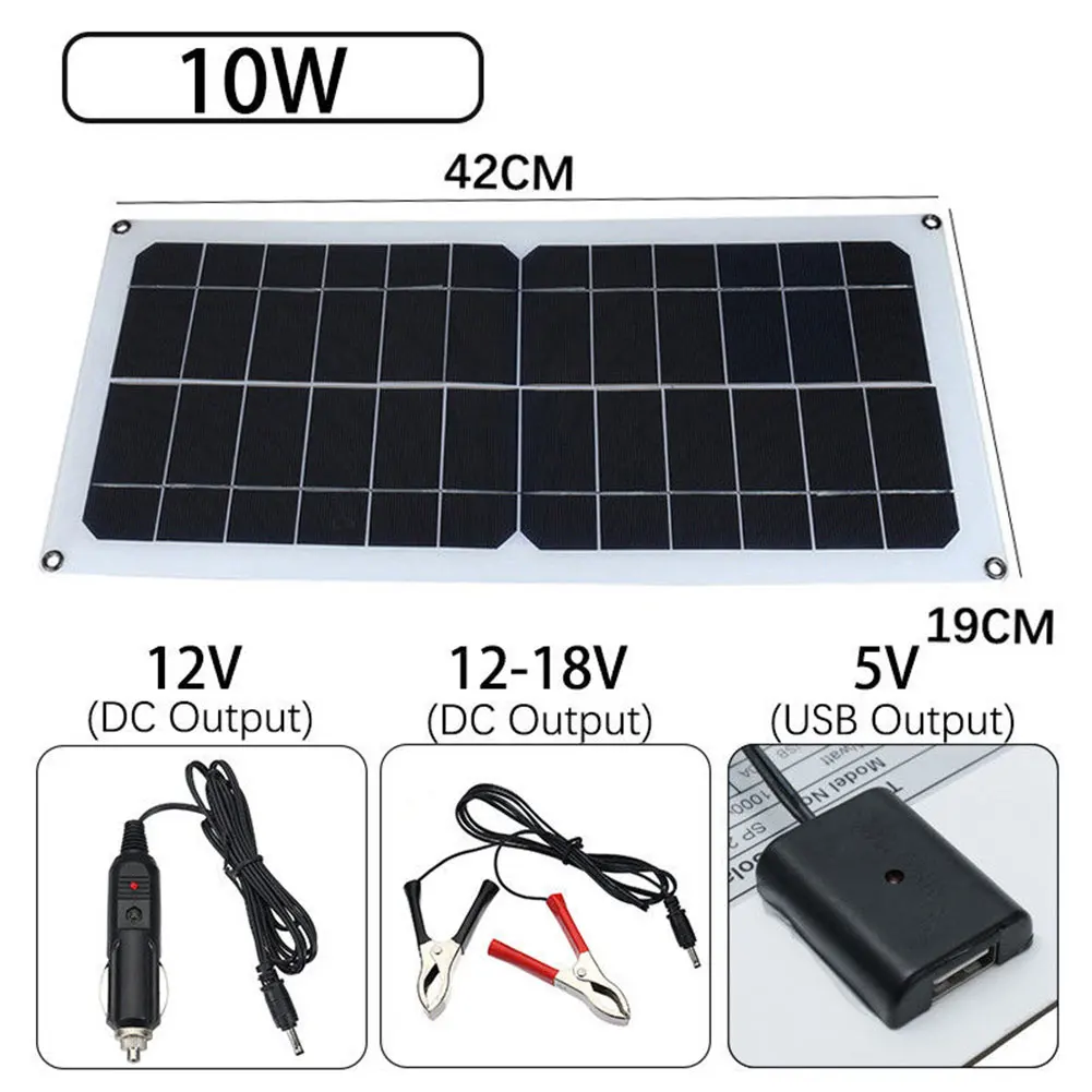 2V 10W Solar Panel PolyCrystalline Cells DIY Module Epoxy Resin With Block Diode 2 Alligator Clips 4m Cable | Обустройство дома