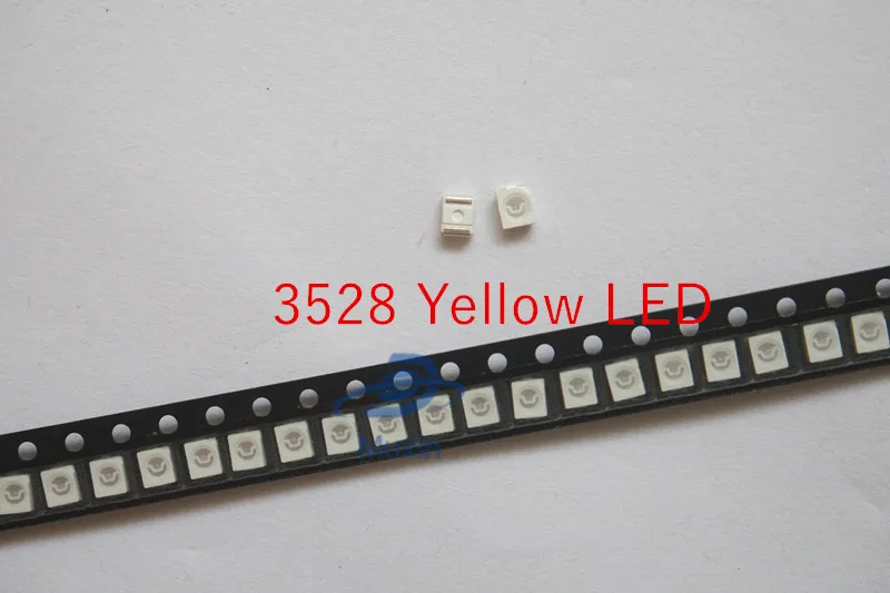 500 шт. 3528 1210 SMD Желтый светодиодный чип 20mA SMT количество поверхности 590nm ультра