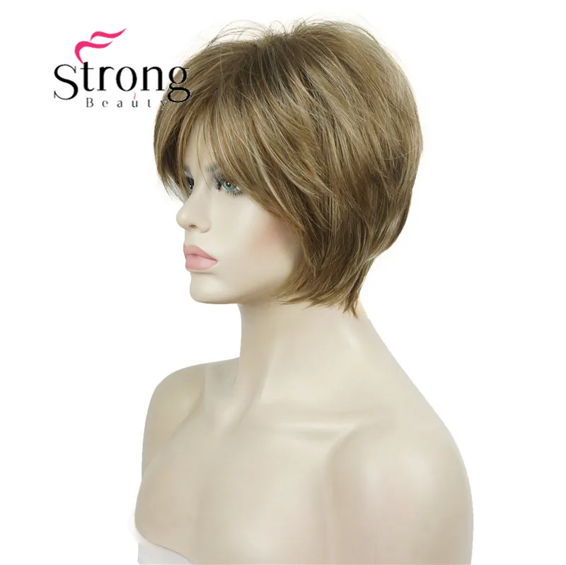 StrongBeauty короткий слоистый блондин Толстый Пушистый полный синтетический парик Тепло ОК