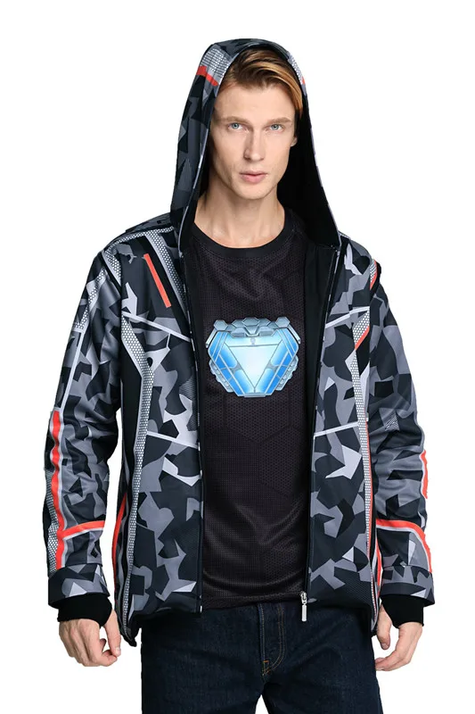 Jacket Мстители Бесконечность ВОЙНЫ ЖЕЛЕЗНЫЙ ЧЕЛОВЕК Tony Stark куртка Косплей Взрослый Костюм куртка с капюшоном и рубашка - Цвет: Jacket