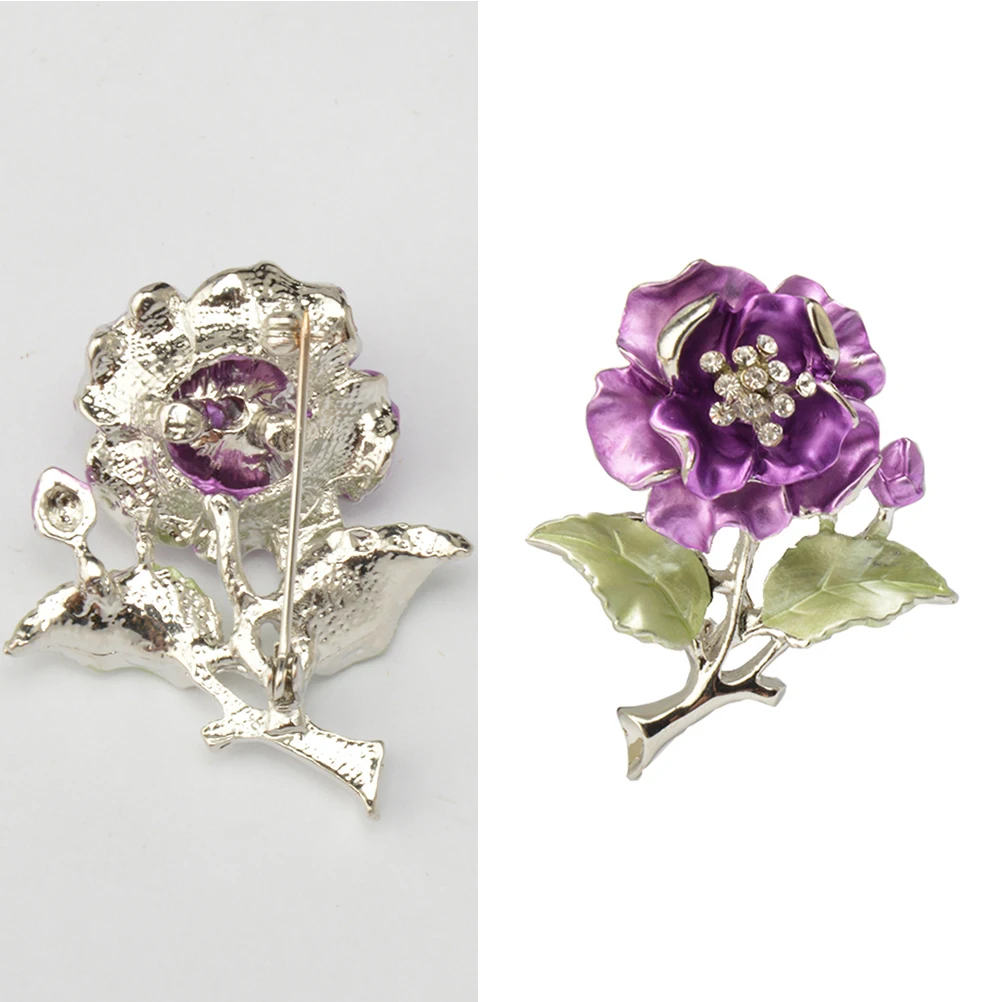 Сплав Имитация цветок камелии листьев блеск нежный Броши Женский Брошь Pin
