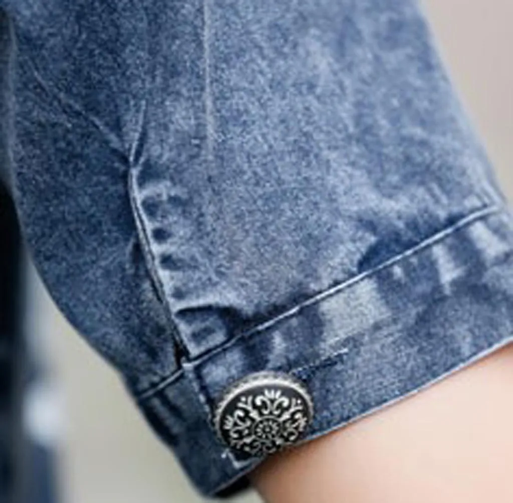 Джинсовое платье с короткими рукавами и карманами для девочек летнее джинсовое