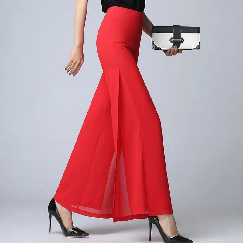 Женские однотонные длинные брюки с завышенной талией повседневные на бретельках