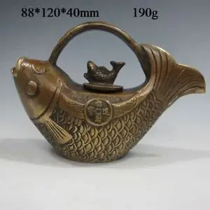Китайский ручной работы чайник и крышка в форме рыбы w Kangxi Mark садовое украшение 100%