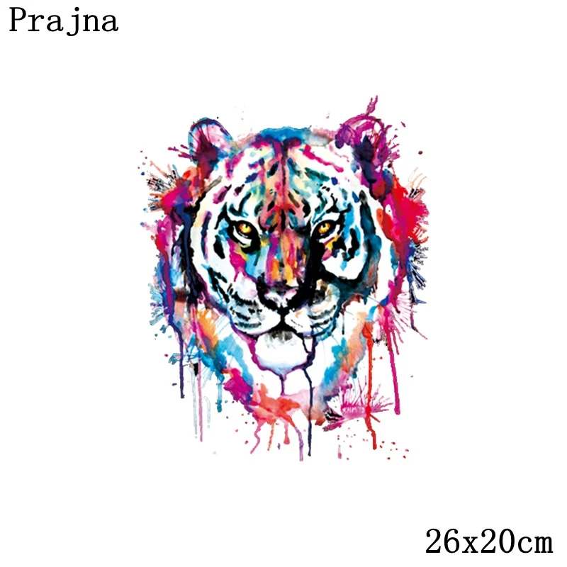 Заплатки Prajna для джинсовой одежды с тигром, стикеры на одежде в стиле Фэшн, переводные наклейки с возможностью глажки, уровень А, моющиеся, термопереносные, прессованные, буква Е.