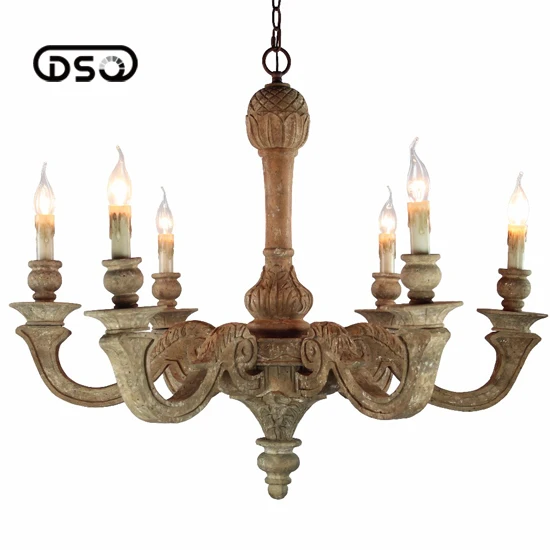 6 головок винтажная американская стильная деревянная и железная люстра гостиные