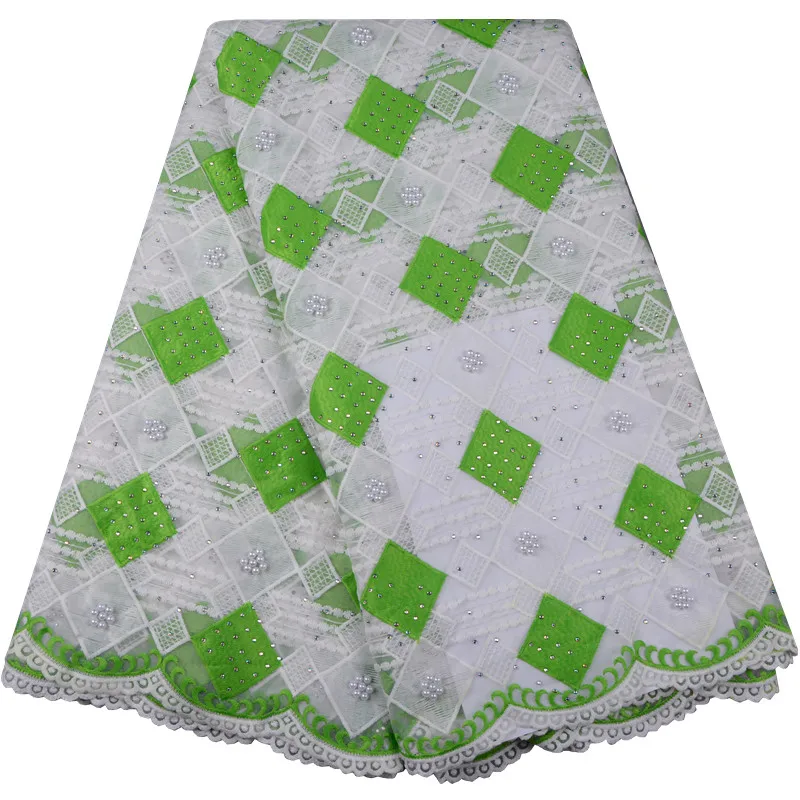 

Newest African Lace Fabric Embroidery Tulle Lace Fabric With Beads High Quality Nigeria Lace Fabric For Party Dress A939