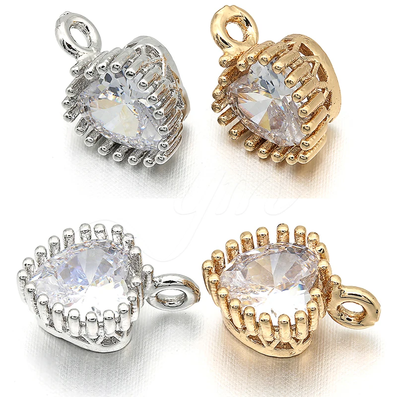 7mm*10mm copper Cubic Zirconia heart shape accessories for DIY pendant necklace earrings jewelry Findings connector | Украшения и