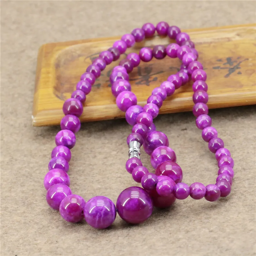 Ожерелье для женщин и девочек круглый розовый красный синий дождевой камень 6 14