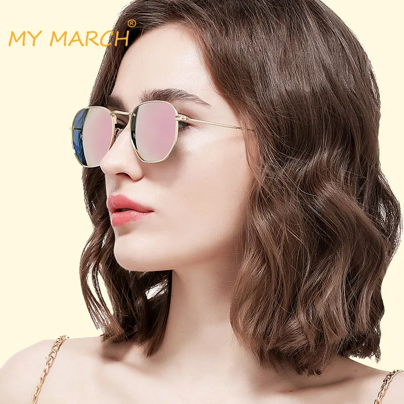Женские круглые зеркальные солнцезащитные очки MYMARCH маленькие дизайнерские в