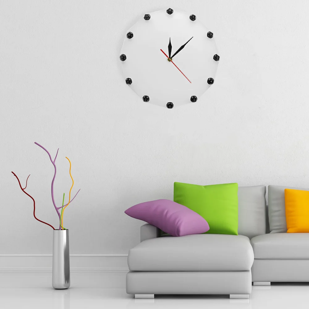 12-сторонние черные игральные кости настенные часы акриловый домашний Декор