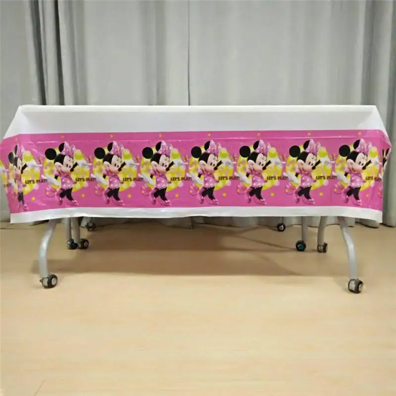 Tableclothes 1set Минни Маус детские украшения для дня рождения Детские вечерние принадлежности для девочек вечерние одноразовые столовые приборы баннер на тарелке, чашке наборы вилок - Цвет: Tableclothes 1set