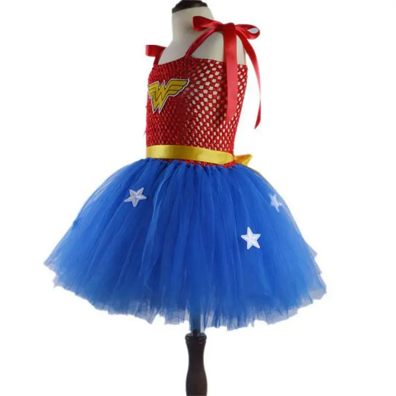 Cosplay Wonder-Woman girls dress Christmas New Year Super Hero Tutu dresses for Clothing Photo Props Fancy party | Детская одежда и
