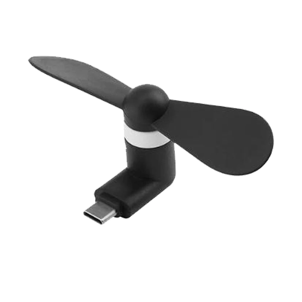 NYFundas вентилятор для мобильного телефона Mini Micro Usb type C для samsung Galaxy S10 S9 S8 Plus huawei P30 P20 Pro One Android USBC аксессуар - Цвет: Черный