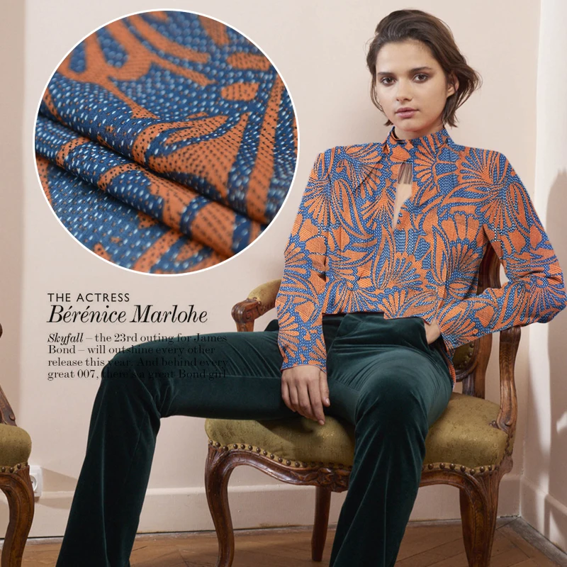 Повседневная Женская рубашка из шелка и хлопка с контрастными цветами|cotton crepe|shirt