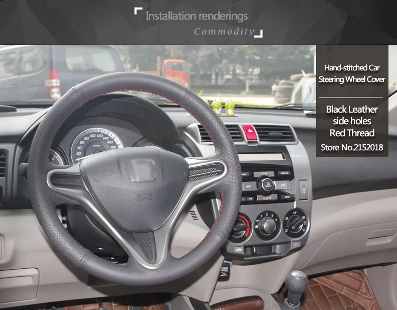 Блестящая Пшеница ручная работа черный кожаный чехол на руль для Honda Fit городской