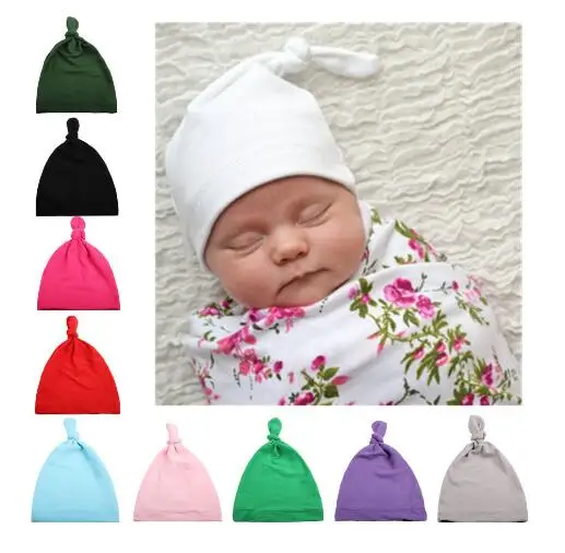 New 10 Colors Cotton Baby Knotted Hat Children Caps Sleep Unisex Girls Boys Hats For Newborn Photography Props | Детская одежда и