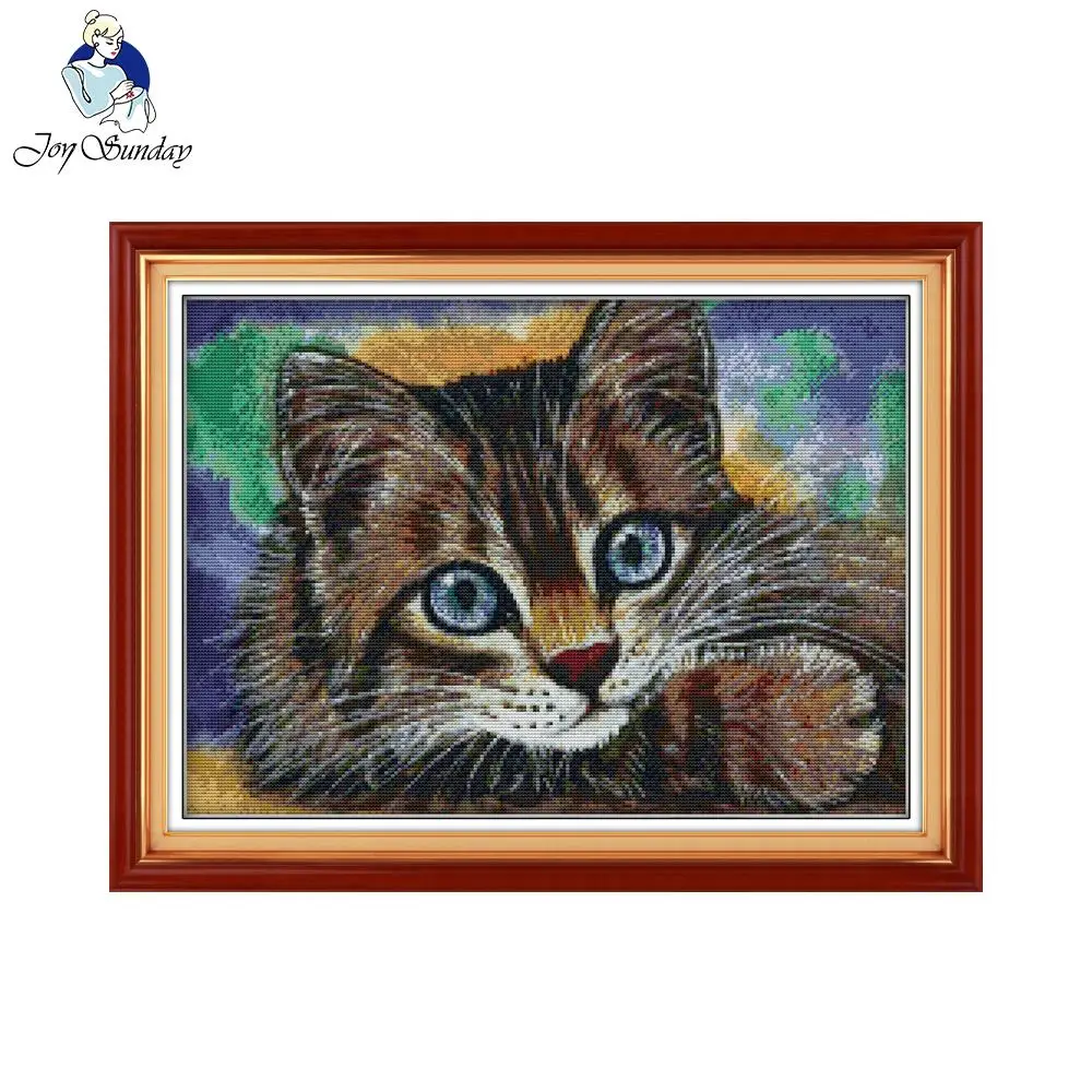 Набор для вышивки крестом Joy Sunday Cat ручной работы из парусины с принтом|joy sunday|counted