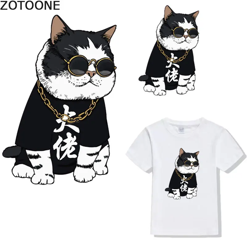 Термотрансферная футболка ZOTOONE с изображением мультяшного кота офсетная