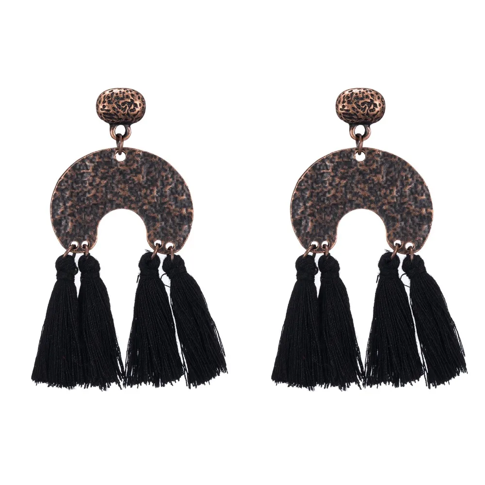 FAMSHIN Bohemian Handmade Tassel Earrings for Women Vintage Round Long Drop Wedding Party Bridal Fringed Jewelry Gift | Украшения и