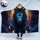Ловец снов jojojoesart одеяло с капюшоном из микрофибры для взрослых детей Луна Затмение Galaxy Wolf шерпа Флисовое одеяло