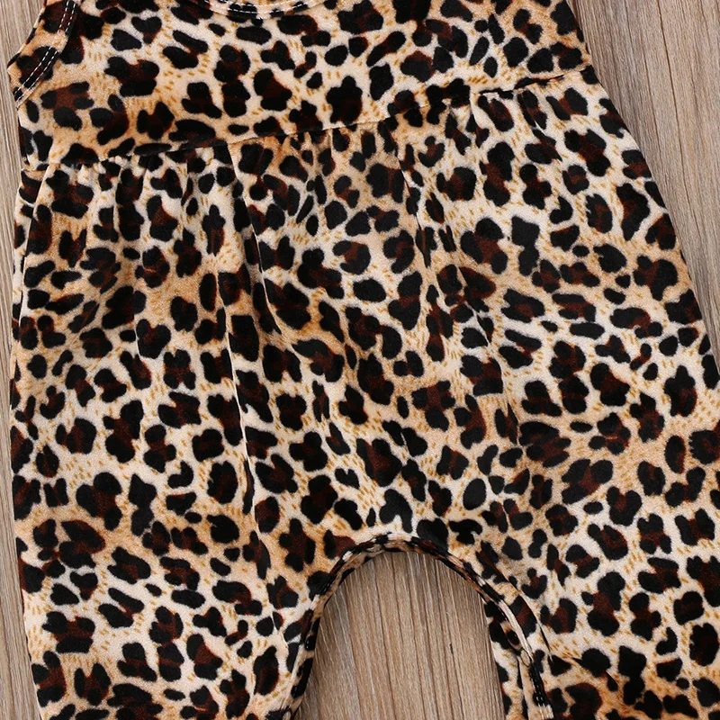 Leopard Newborn Baby Girl Summer Clothes Sleeveless Loose Romper Jumpsuit Harem Trouser Toddler Kids Fashion Sunsuit 0-24M | Мать и