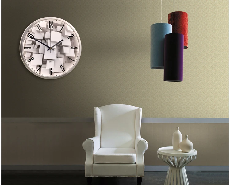 

Modernism City style 3d Metal wall clock Super Mute Watches and clocks