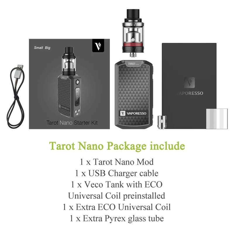 Vaporesso Tarot Nano 80 Вт 2500 мАч стартовый набор распылителя с баком Veco 2 мл