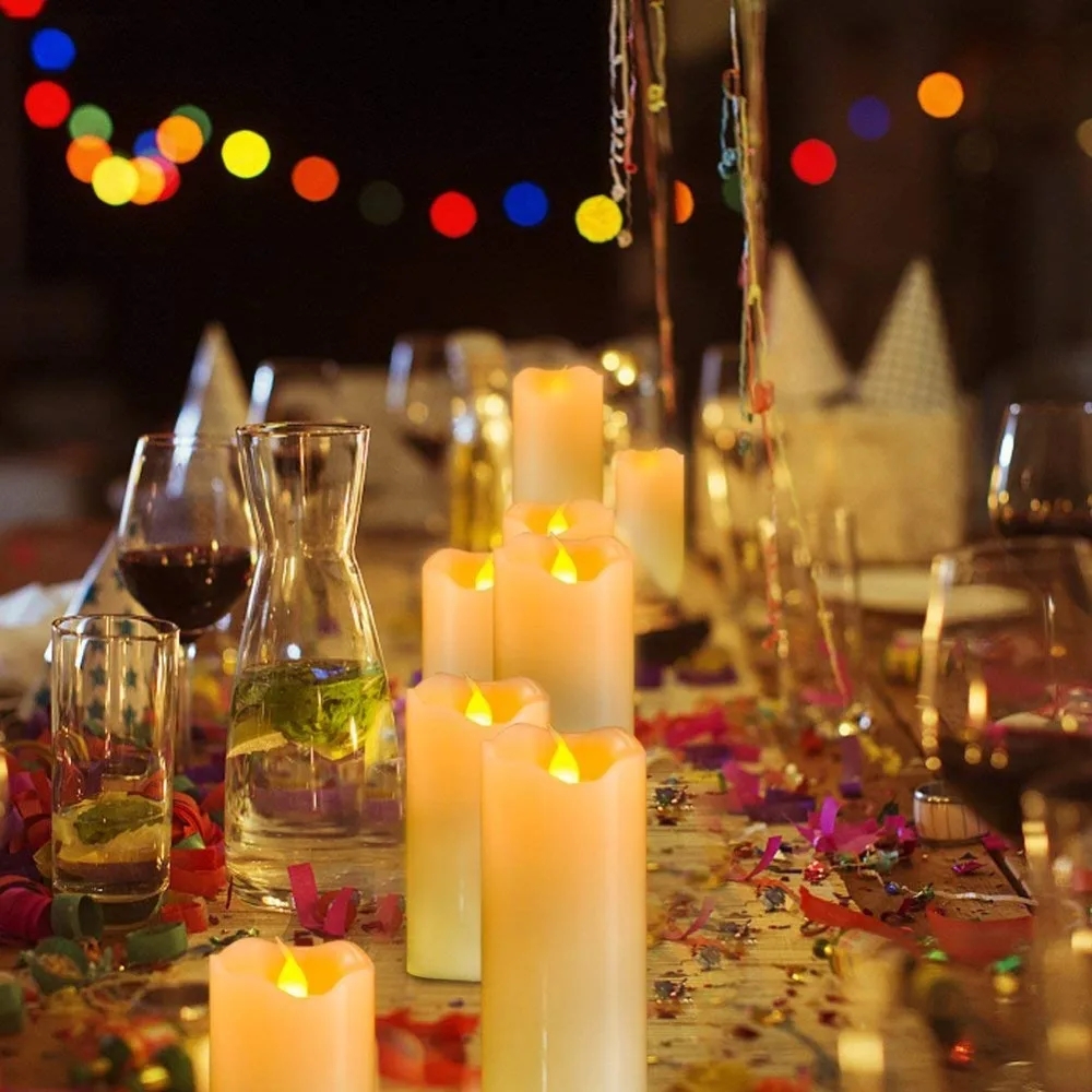 Упаковка из 5 желтых мерцающих свадебных свечей с пультом и таймером