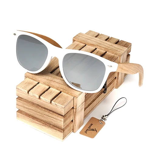 BOBO BIRD CG007 ручной работы Солнцезащитные очки женские бамбуковые и белые пластиковые рамки Красочные поляризованные линзы очки oculos de sol feminino - Цвет линз: CG007g