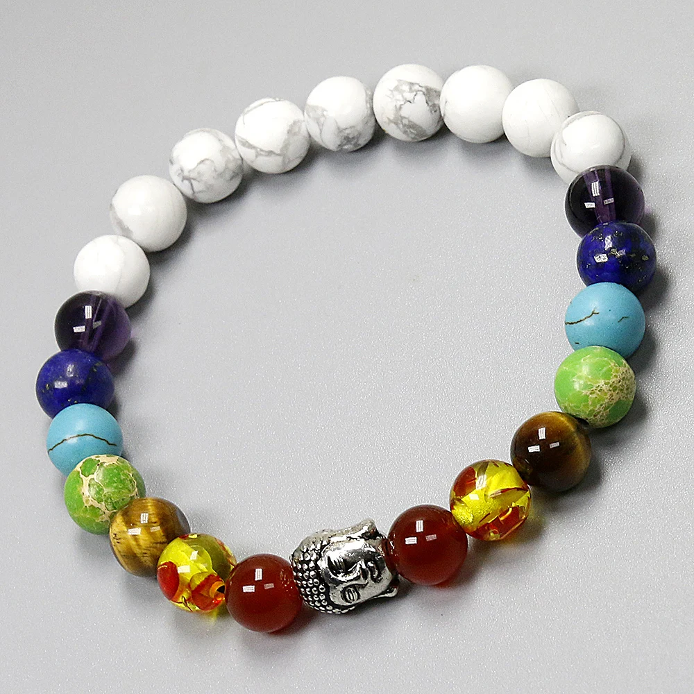 Белые браслеты Howlite Buddha 8 мм натуральный камень для женщин известный бренд