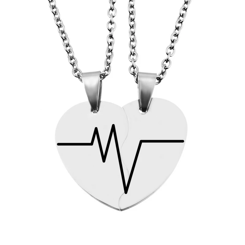 2 шт. резные ожерелья и подвески из нержавеющей стали с буквами полусердечком