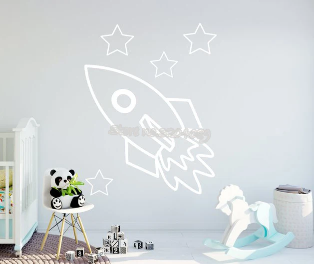 Мультяшные космические настенные Стикеры с изображением космических звезд