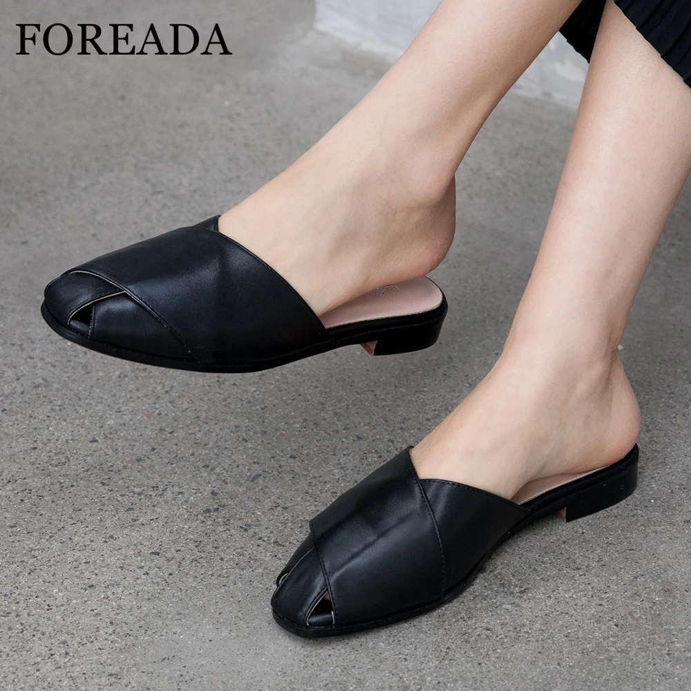 Женские шлепанцы на плоской подошве FOREADA летние повседневные Шлепанцы из